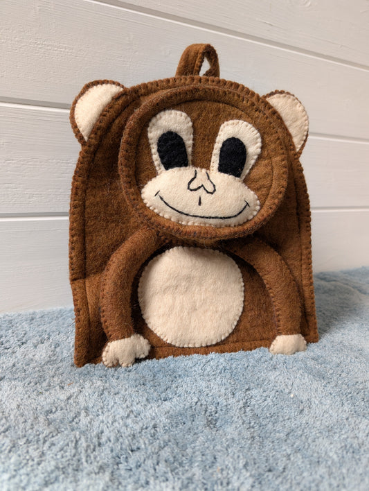 Felt handmade monkey backpack