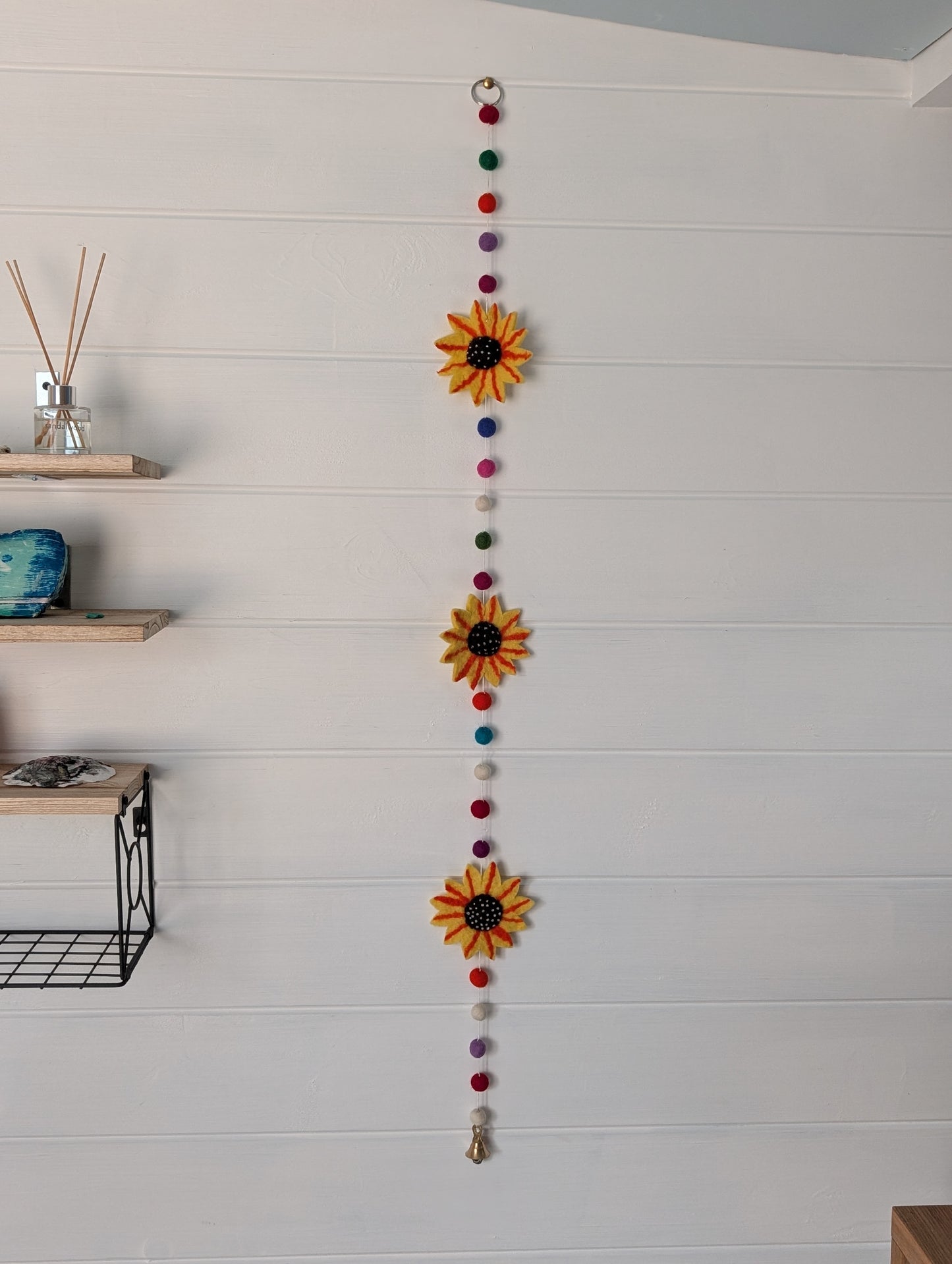 Felt handmade sunflower hanging garland