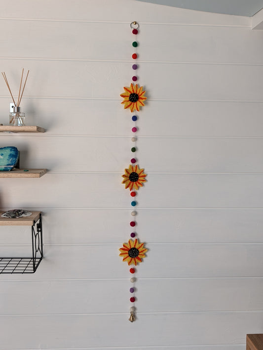 Felt handmade sunflower hanging garland