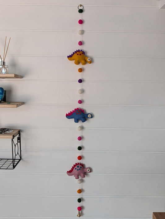 Felt handmade dinosaur hanging garland