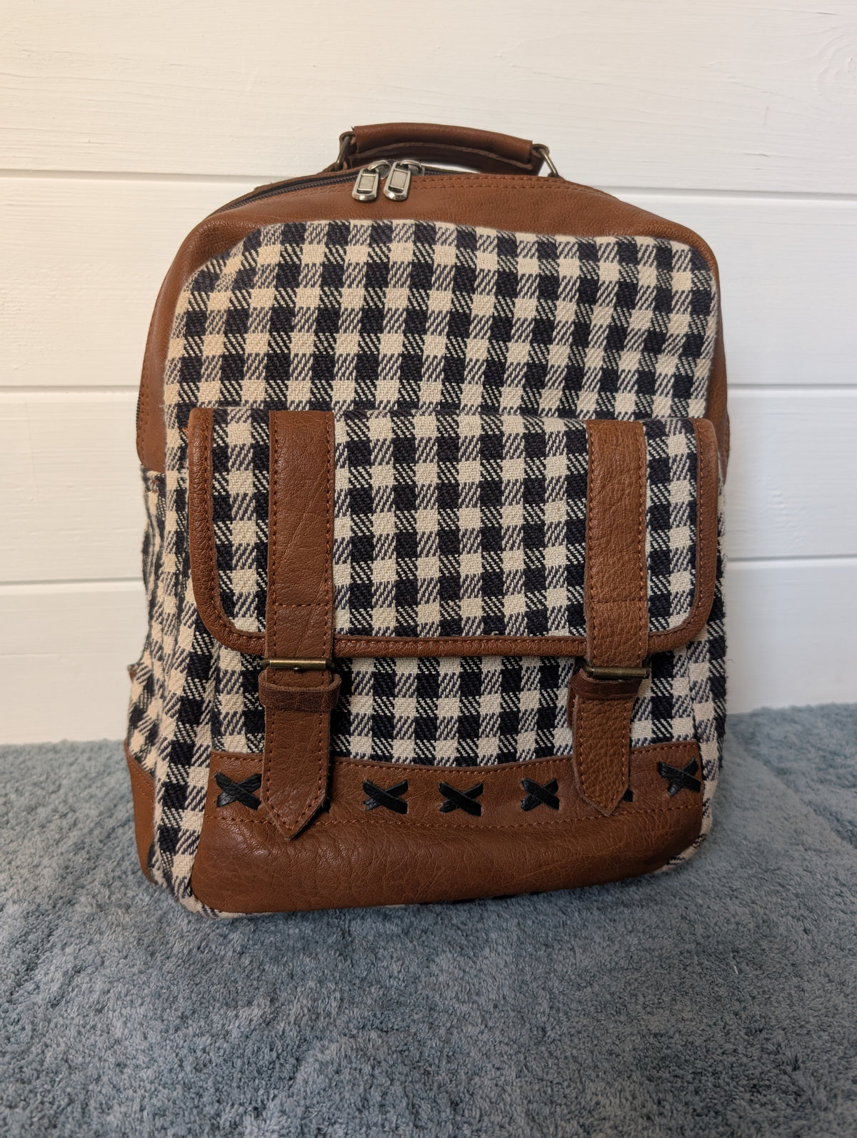Boho Cotton Full-Sized  Handwoven Cotton Gheri Backpack Natural Bohemian Hippy Organic Natural Cotton Gheri Handmade  main image 2